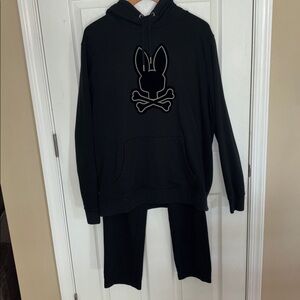 Men’s psycho bunny, black sweatsuit size extra large